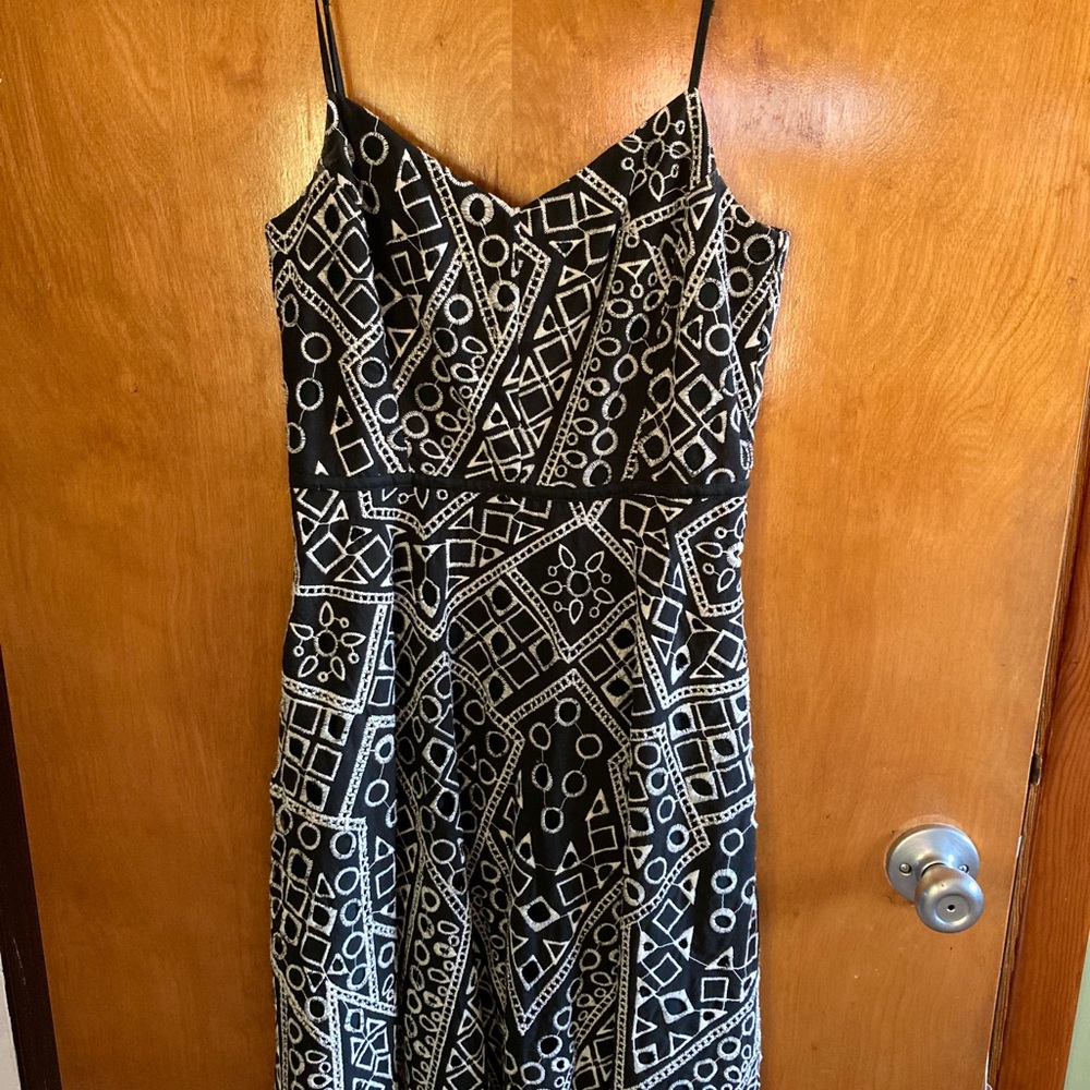 White and Black Embroidered Dress